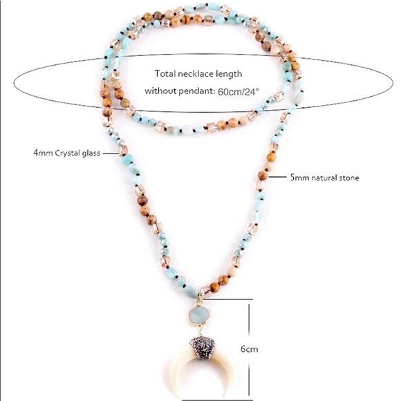 *LAST ONE* NEW IVORY Crescent Moon Boho Necklace - Picture 11 of 13